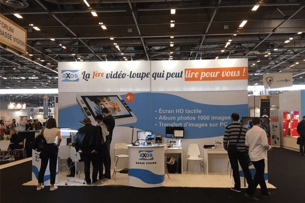 booth of zoomax french partner axos at silmo paris