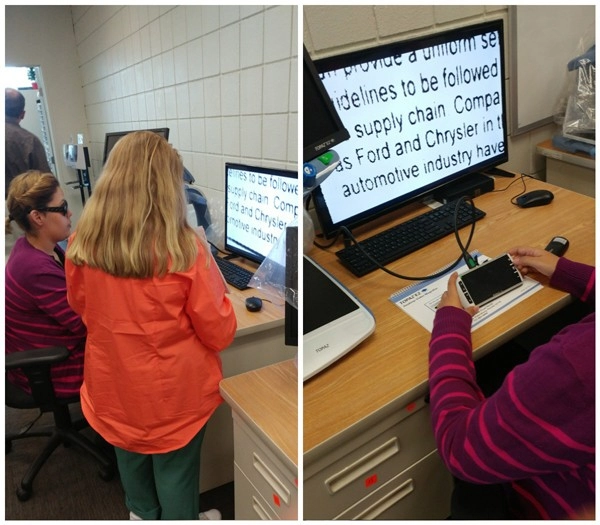 cac staff trying zoomax m5 hd plus connected with a monitor
