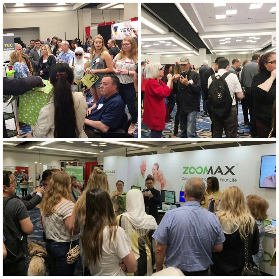 people attending zoomax campaign at booth in 2017 csun exhibit