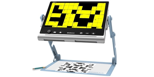 use portable electronic magnifier snow 12 to play crossword puzzle