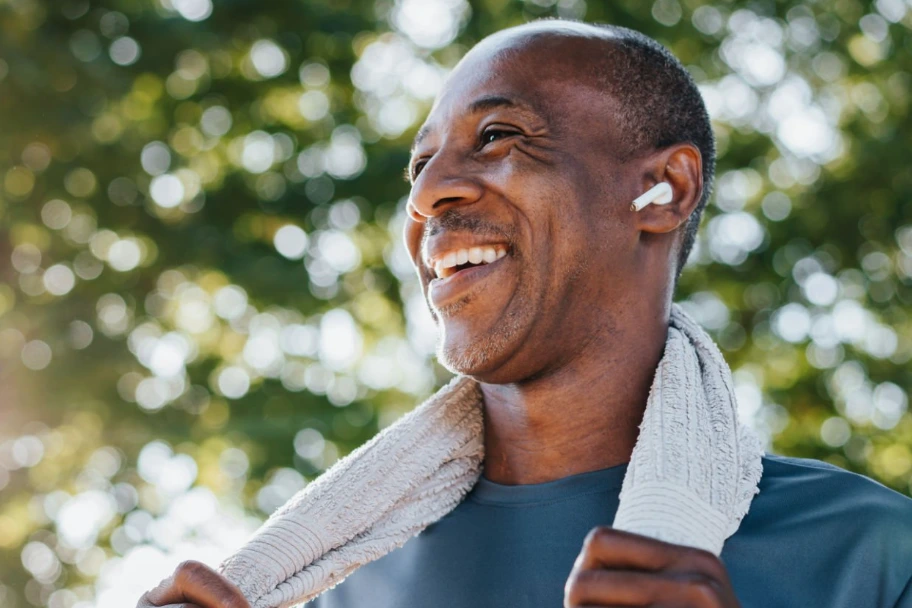 happy face with a man with black skin