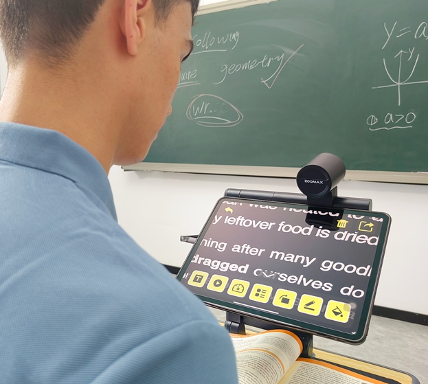 low vision students use snow pad in classroom