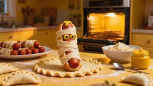 halloween food spooky mummy hot dogs