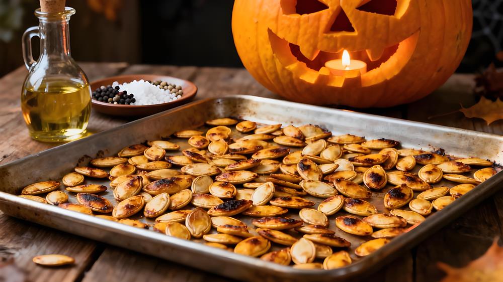 halloween food roasted pumpkin seeds