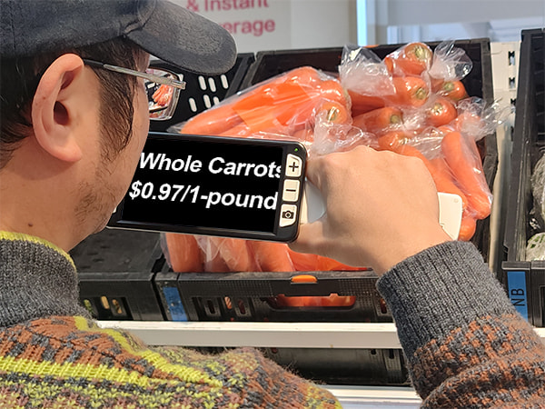 zoomax luna 6 handheld magnifier reading food labels for low vision