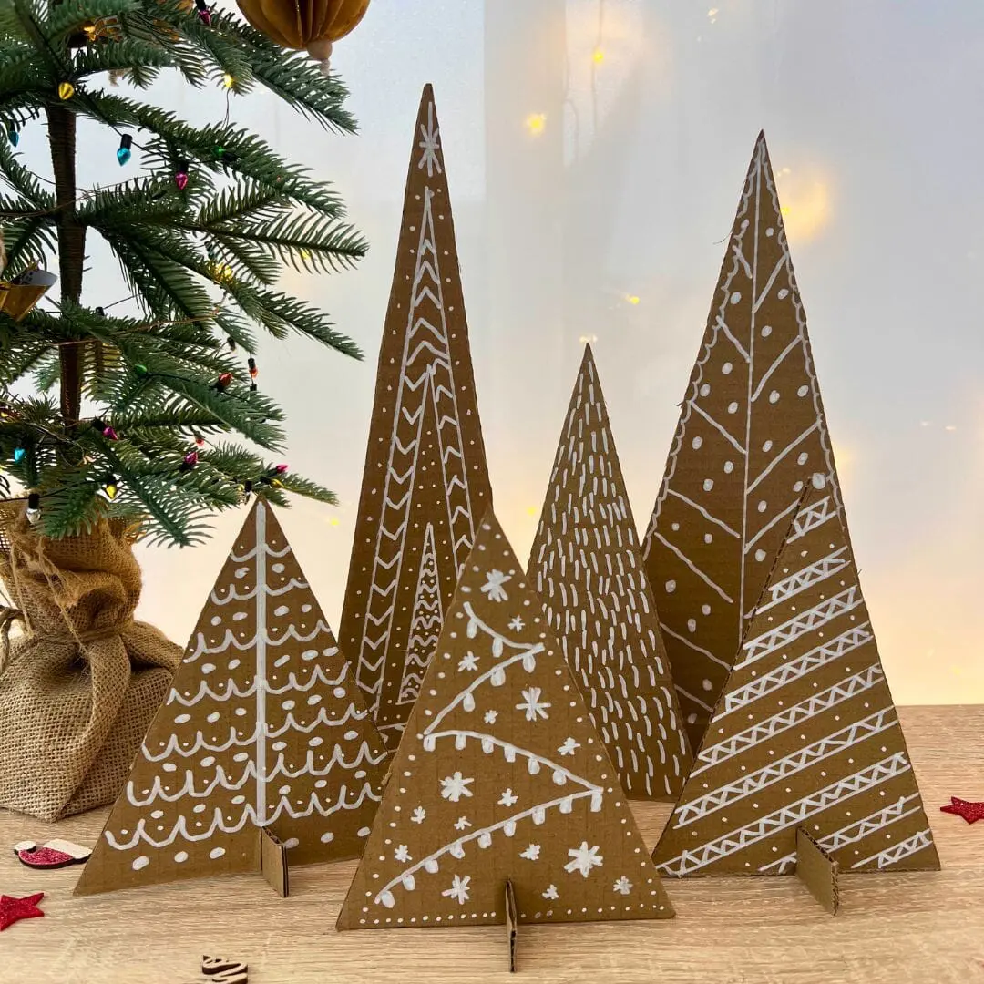 diy christmas 2025 tree made of recycled cardboard boxes