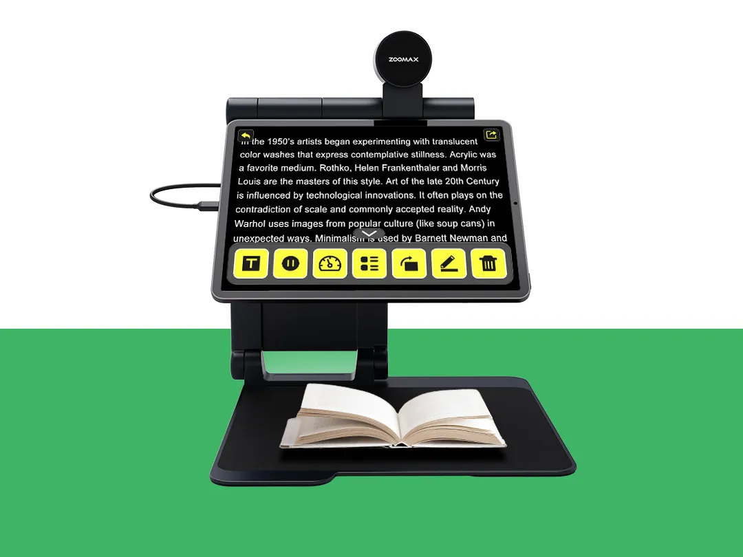 ai powered low vision assistant connected to ipad, portable smart magnifier with ocr for active seniors