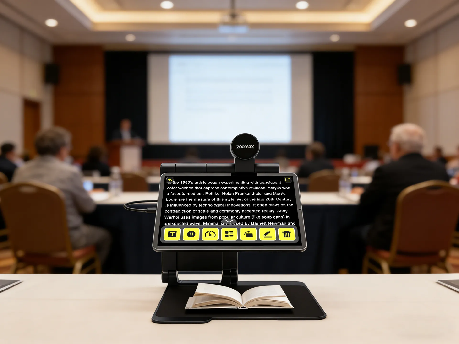 high definition electronic video magnifier for reading during low vision association workshops