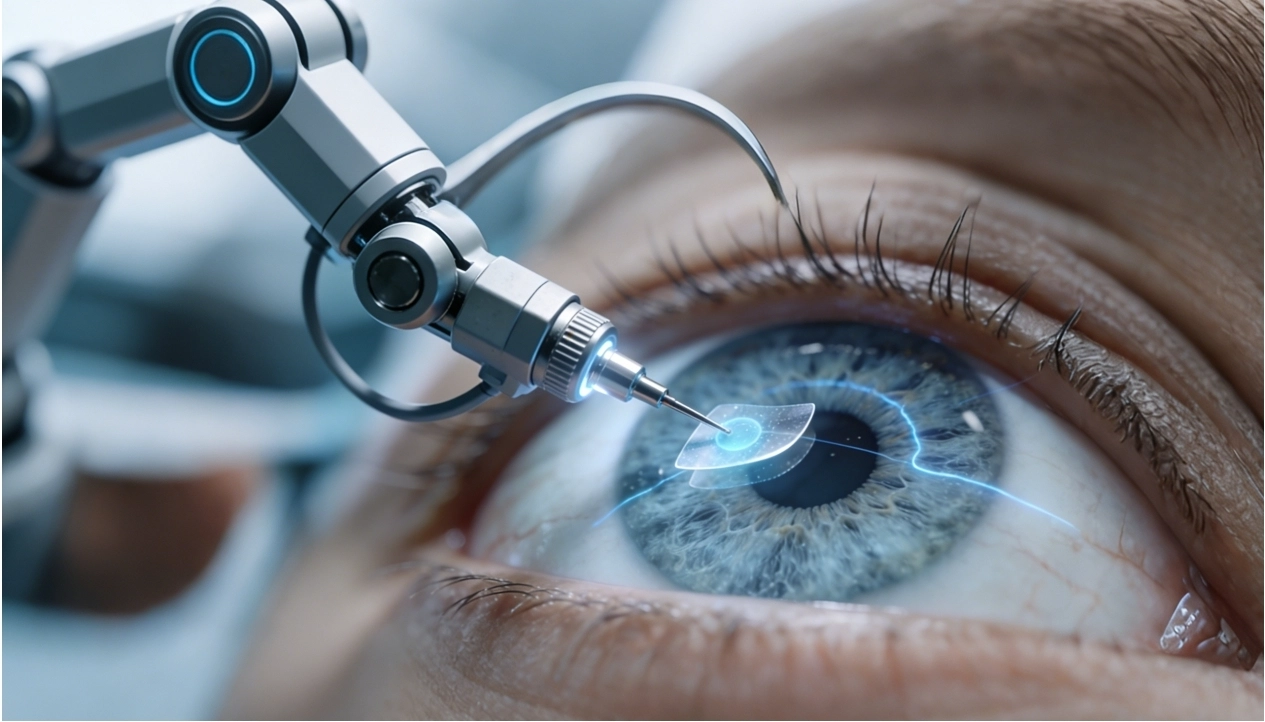 high precision robotic eye surgery for sub retinal stem cell patches
