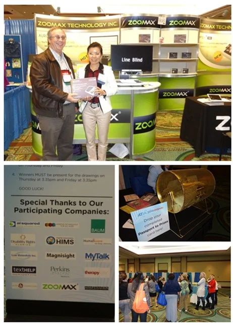 winner bryan ayres of the zoomax contest at atia 2014 with handheld video magnifier snow 7 hd