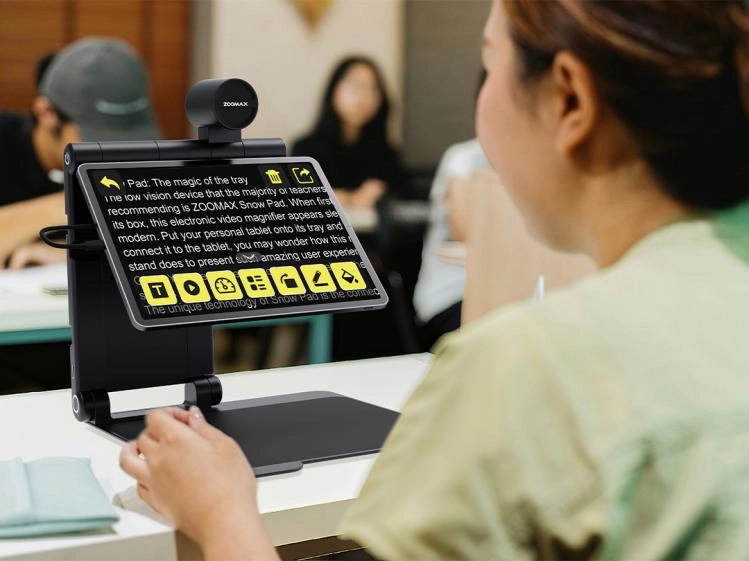 close up of the snow pad app interface for low vision accessibility