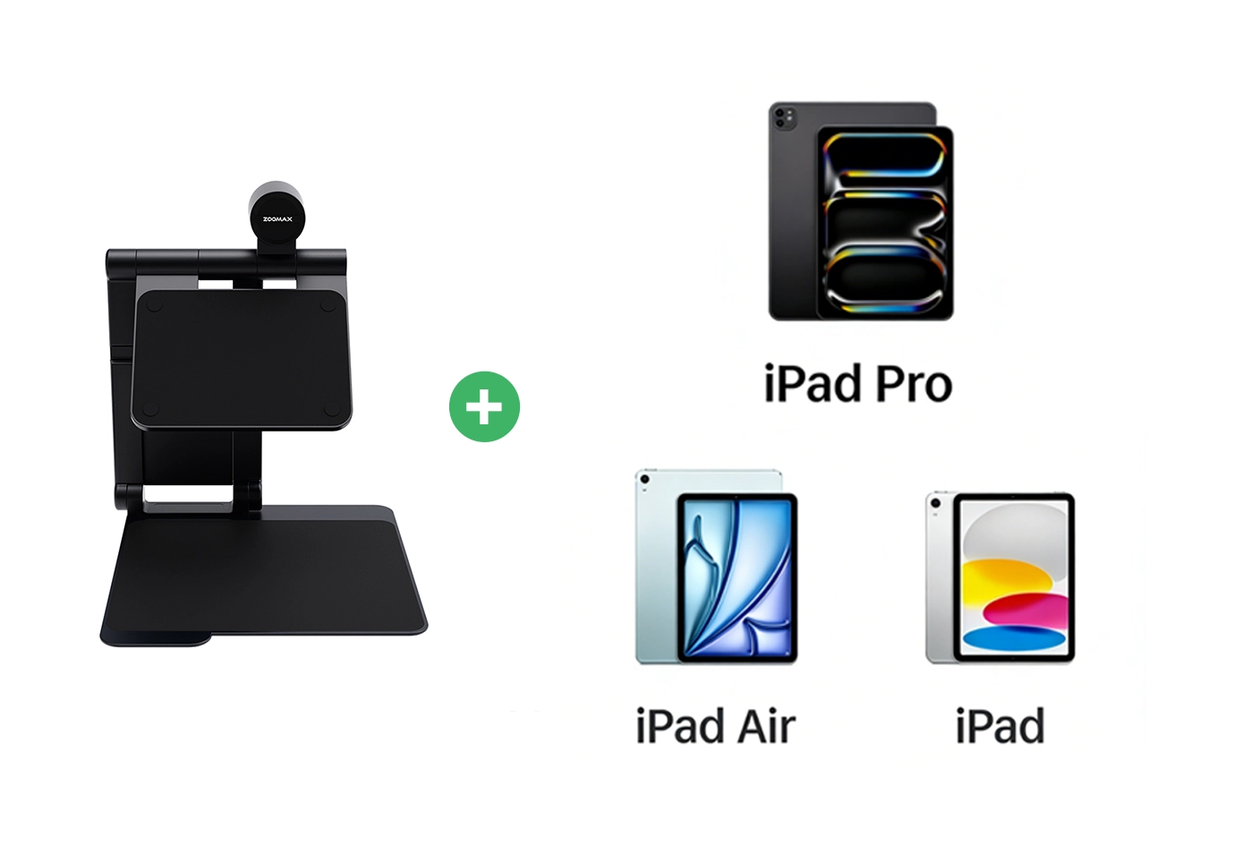 snow pad's universal open tray design holding different ipad models