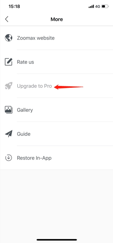 tap the upgrade to pro option