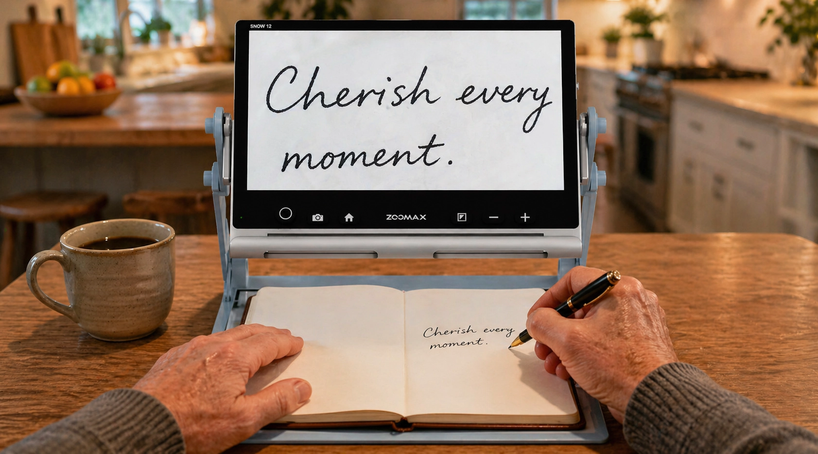 zoomax snow 12 portable video magnifier for seniors reading and writing