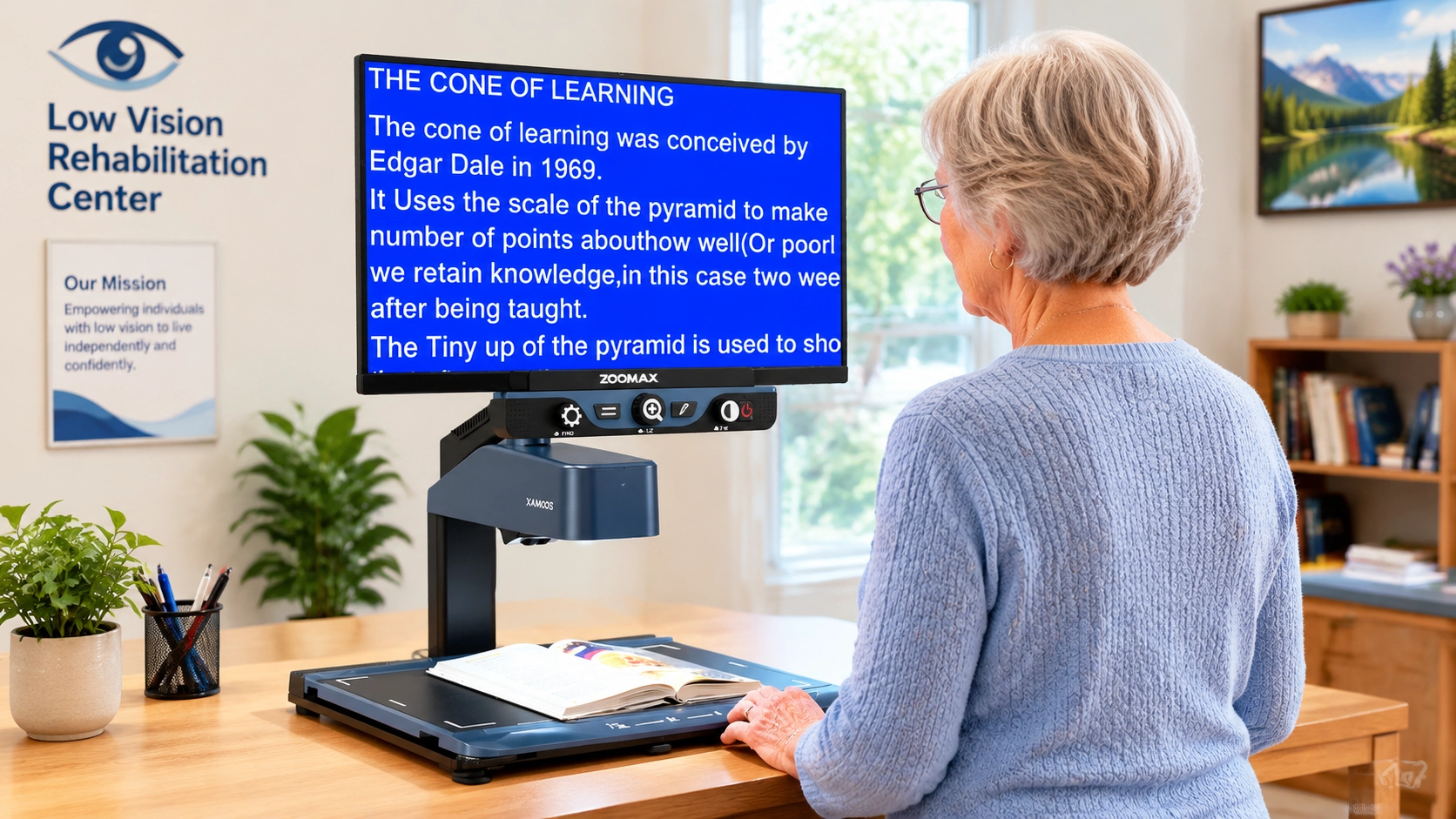 low vision solution for diabetic cataracts patient using luna hd 24 pro full page desktop magnifier in rehabilitation
