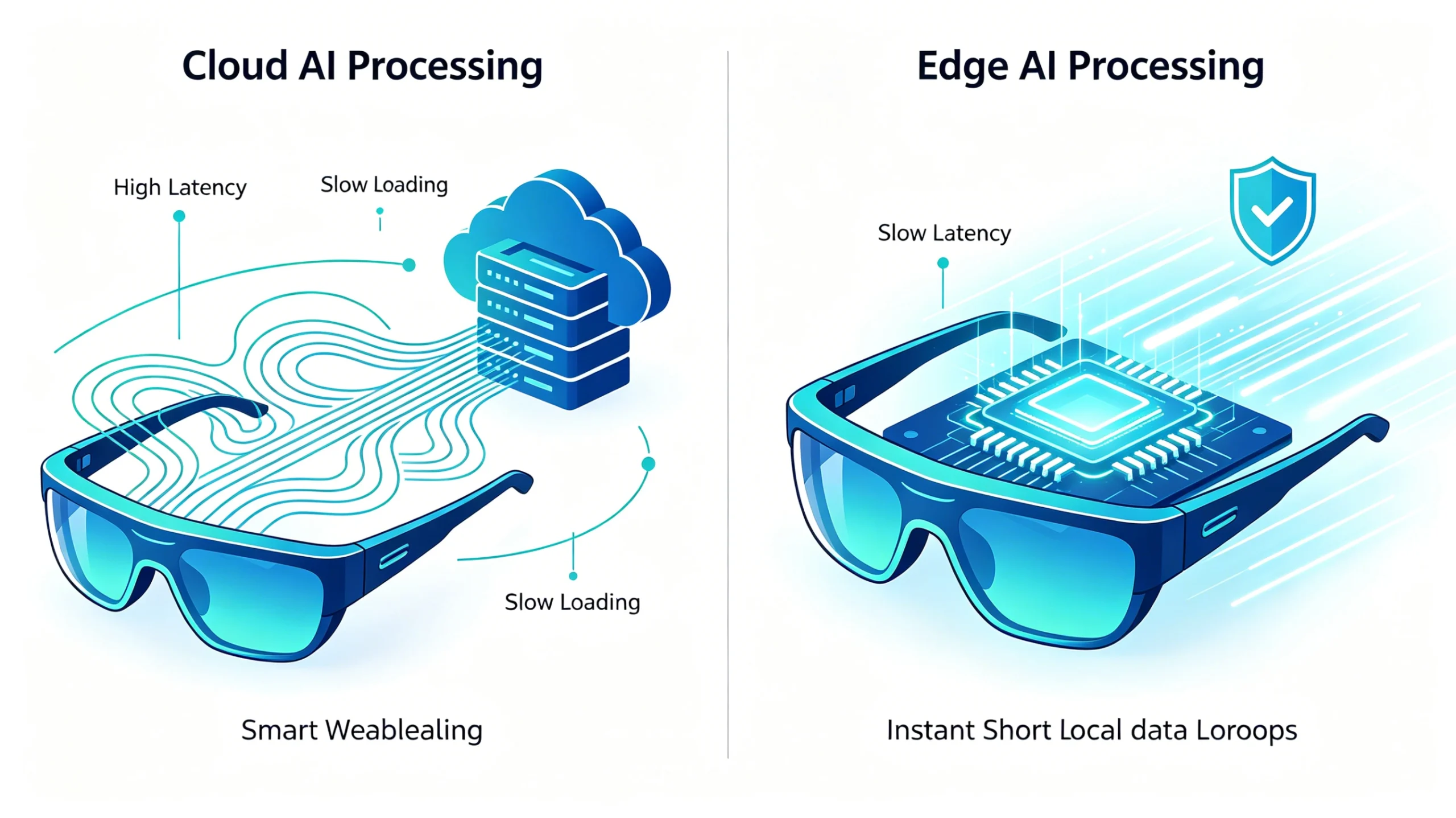 a comparison diagram showcasing how edge ai computing delivers low latency processing in a modern ai reading assistant.
