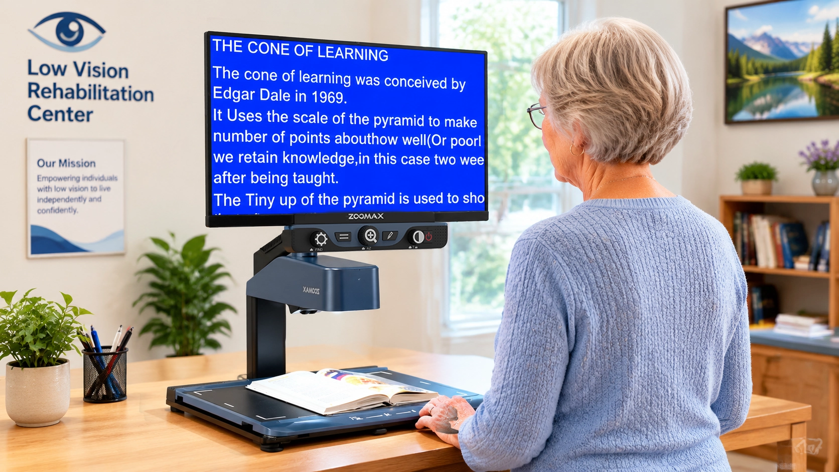 low vision solution for diabetic cataracts patients using luna hd 24 pro full page desktop magnifier in rehabilitation