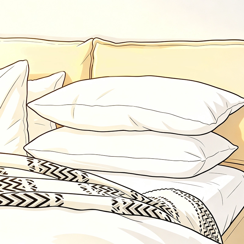 bed setup with stacked pillows for elevated head sleeping position for glaucoma eye‑pressure management