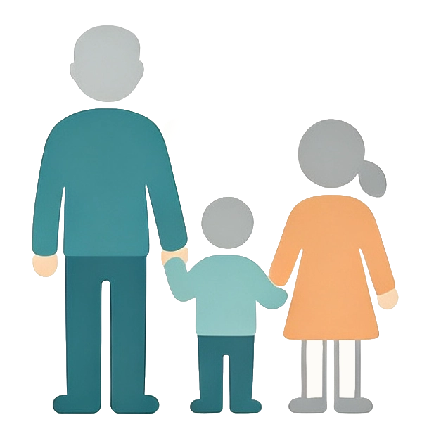 diverse flat people icons representing glaucoma risk groups including older adults and family hereditary risk