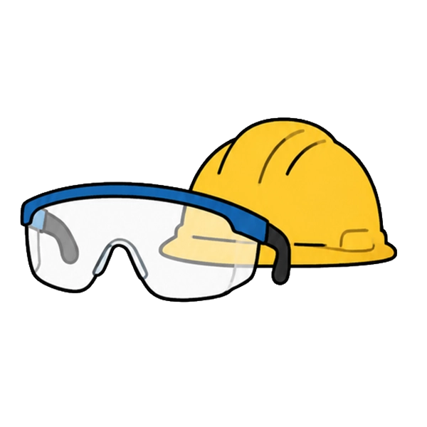 safety protective eyewear and hard hat to prevent eye injury that may trigger cataracts