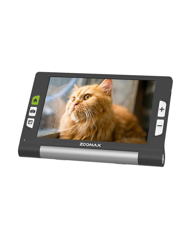 zoomax luna 8 handheld electronic video magnifier, portable low‑vision aid for glaucoma users for everyday reading at home or on‑the‑go