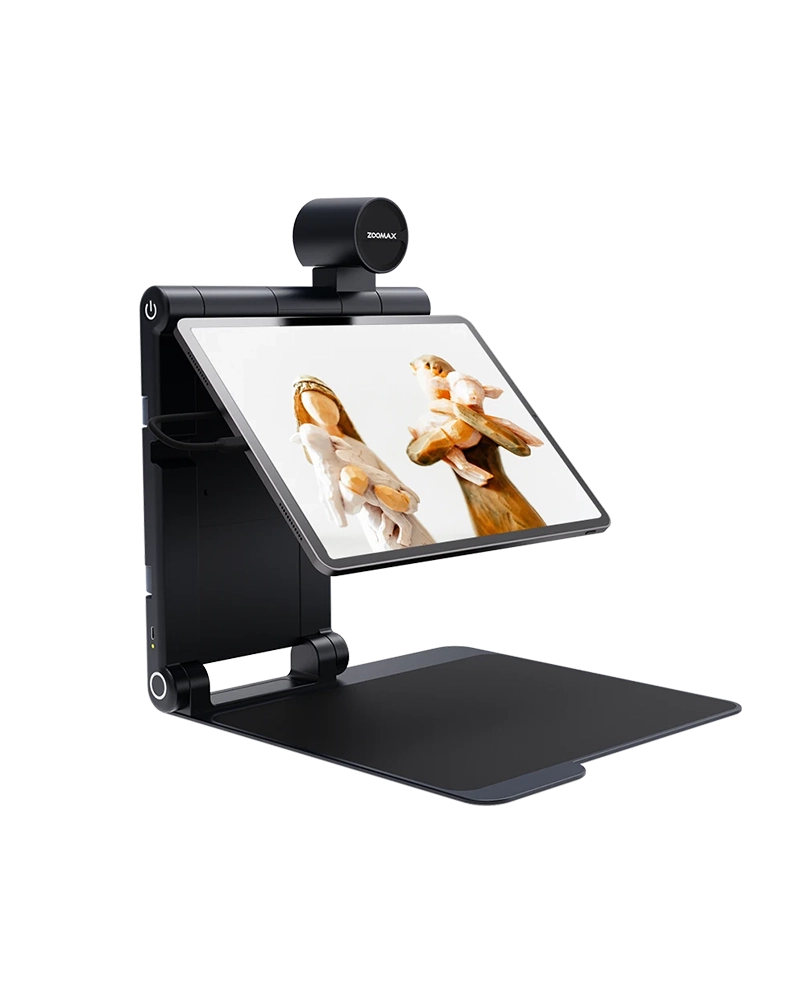 zoomax snow pad portable electronic video magnifier with split‑screen for low‑vision daily, classroom and workplace tasks
